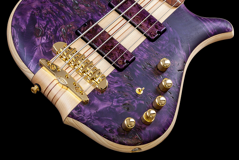 Mayones Guitars Comodous Inspiration Mohini Dey 5c Active Pf - Dirty Purple Raw - Basse Électrique Solid Body - Variation 3