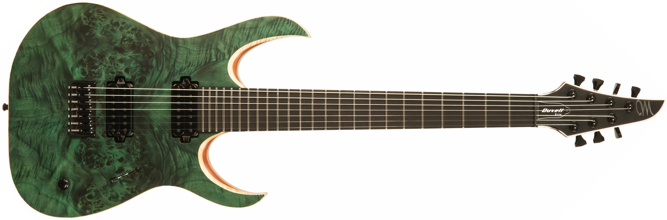 Mayones Guitars Duvell Elite 7 Hh Tko Ht Eb - Dirty Green Satin - Guitare Électrique 7 Cordes - Main picture