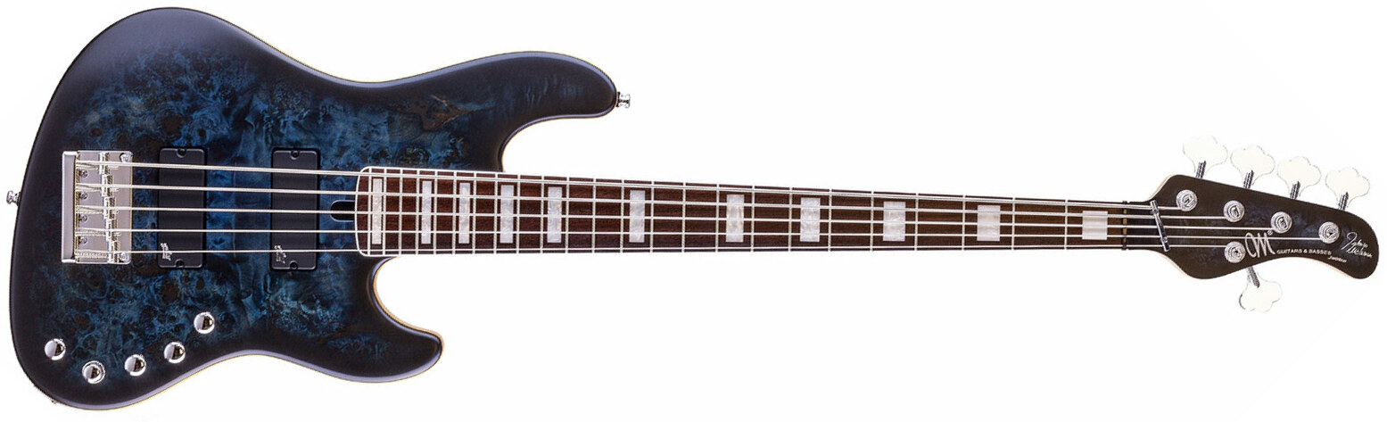 Mayones Guitars Federico Malaman Jabba Mala 5 Pf - Dirty Blue Burst - Basse Électrique Solid Body - Main picture
