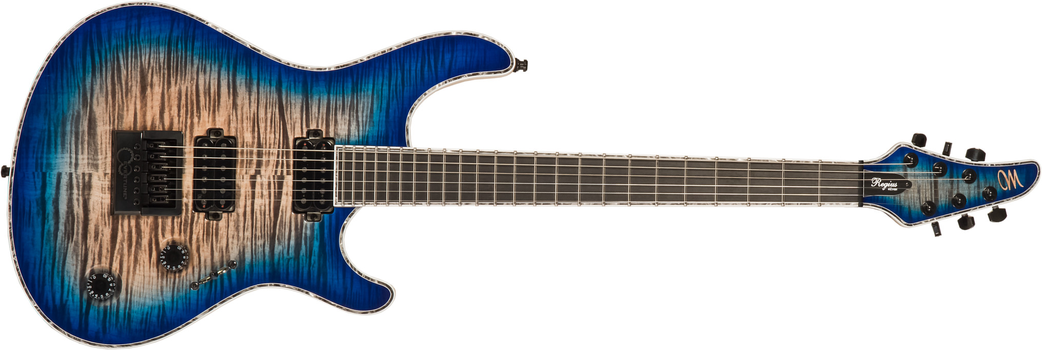 Mayones Guitars Regius 4ever 6 2h Ht Eb #rp2309275 - Jeans Black 3-tone Blue Burst Gloss - Guitare Électrique MÉtal - Main picture