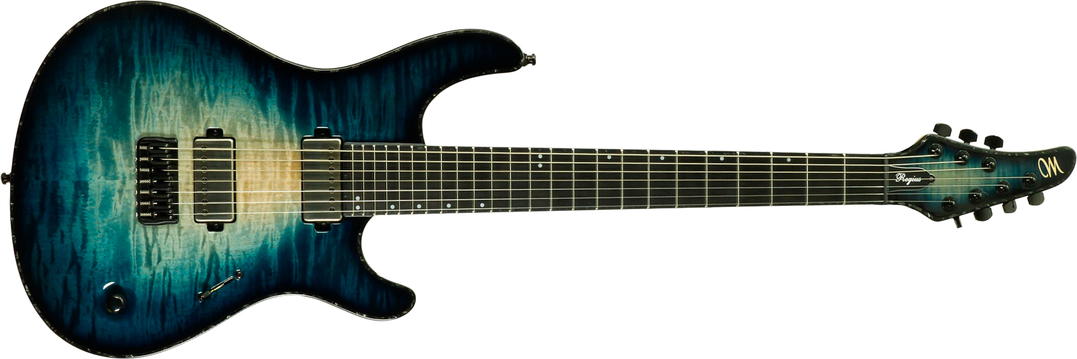 Mayones Guitars Regius 7c 2h Velvetrone Ht Eb #rf2510186 - Turquoise Iris - Guitare Électrique Baryton - Main picture