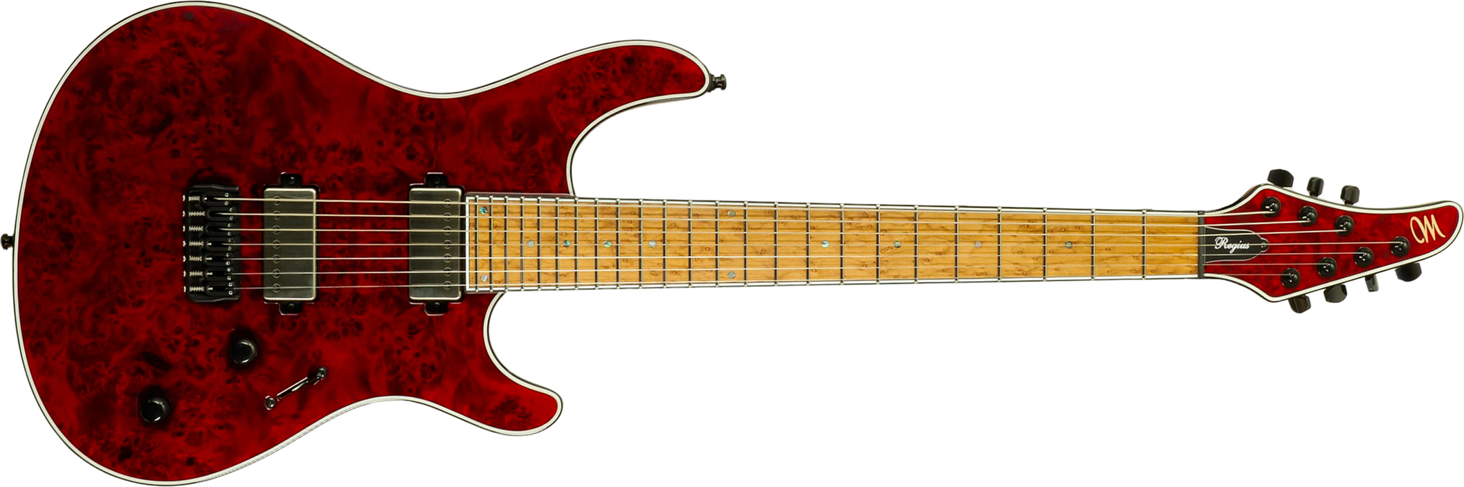 Mayones Guitars Regius 7c Baryton 2h Velvetrone Ht Eb #rf2602251 - Trans Red - Guitare Électrique Baryton - Main picture