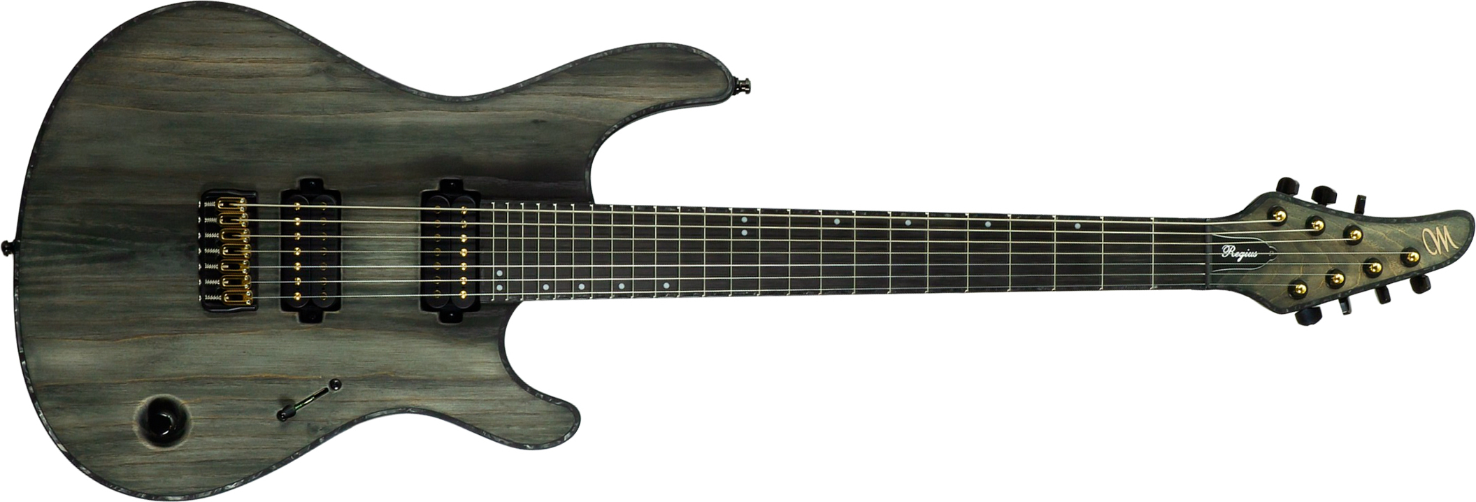 Mayones Guitars Regius Gothic 7c 2h Velvetrone Ht Eb #rf2510207 - Matt Gothic Black - Guitare Électrique 7 Cordes - Main picture