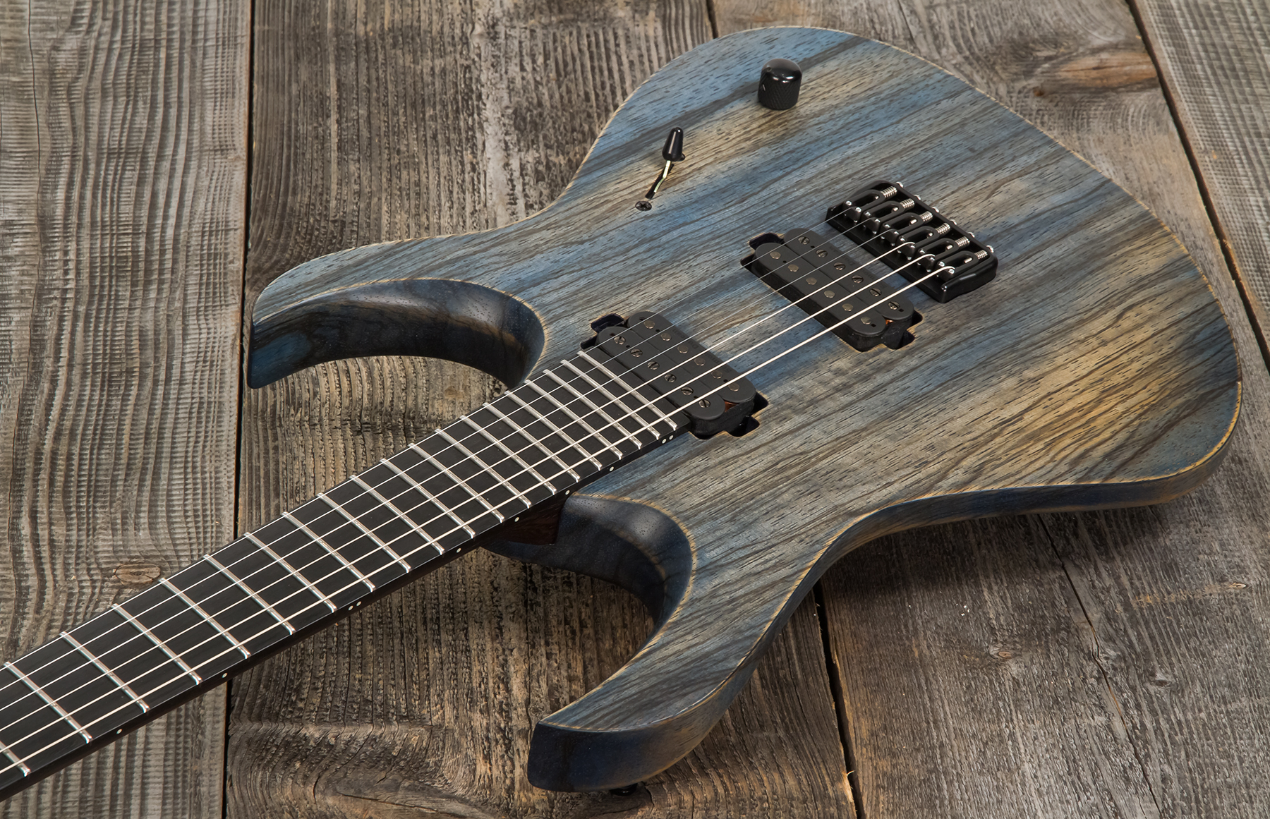 Mayones Guitars Duvell Bl 6 2h Seymour Duncan Ht Eb #2210151 - Antique Blue - Guitare Électrique Forme Str - Variation 2