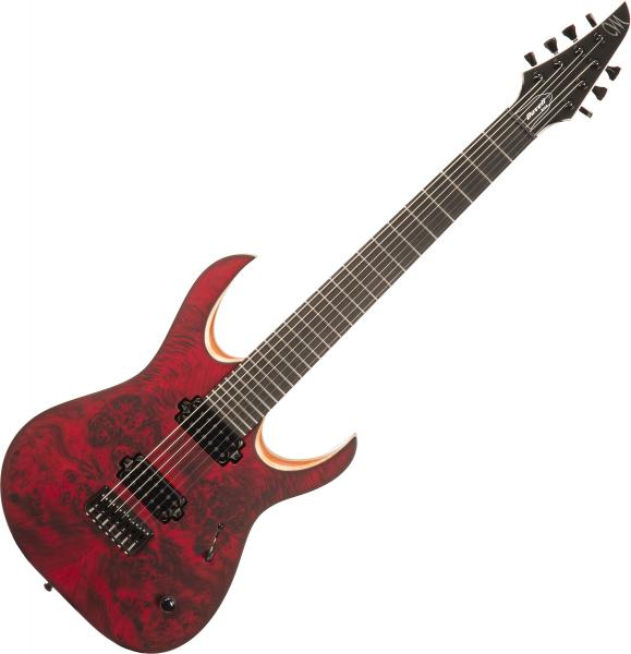 Guitare électrique solid body Mayones guitars Duvell Elite 7 (TKO) - Dirty red satin