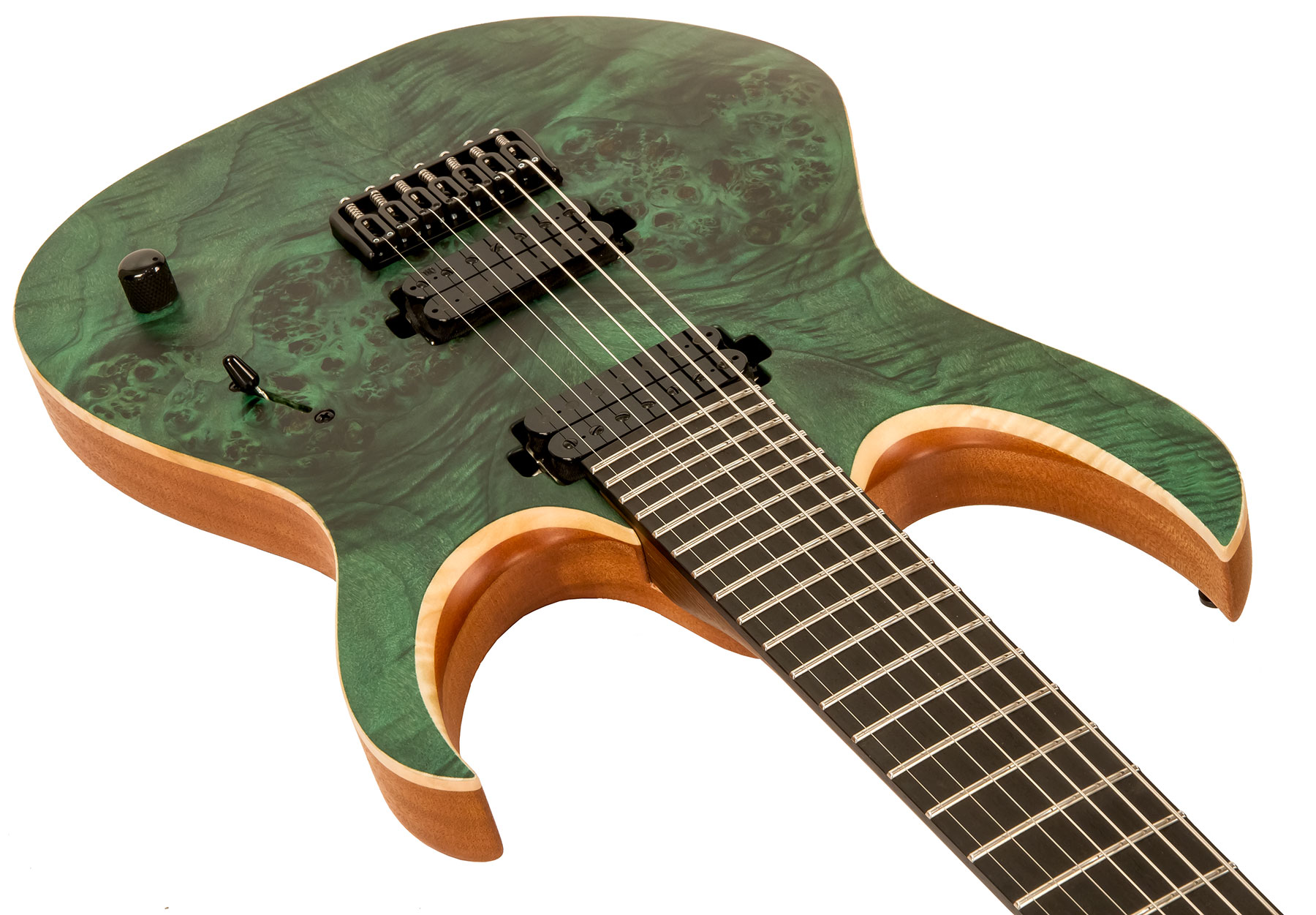Mayones Guitars Duvell Elite 7 Hh Tko Ht Eb - Dirty Green Satin - Guitare Électrique 7 Cordes - Variation 2