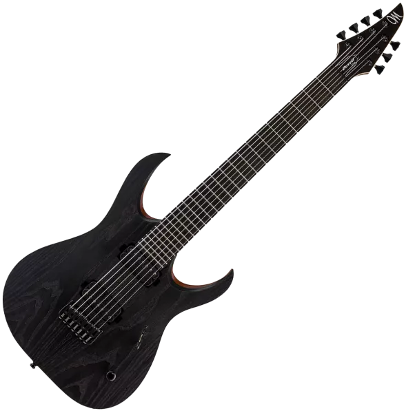 Guitare électrique solid body Mayones guitars Duvell Elite Gothic 7 (Seymour Duncan) - Monolith black matt