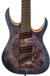 Guitare électrique multi-scale Mayones guitars Duvell Elite V-Frets 7 (Bare Knuckle) - Jeans black 3-tone blue burst satin