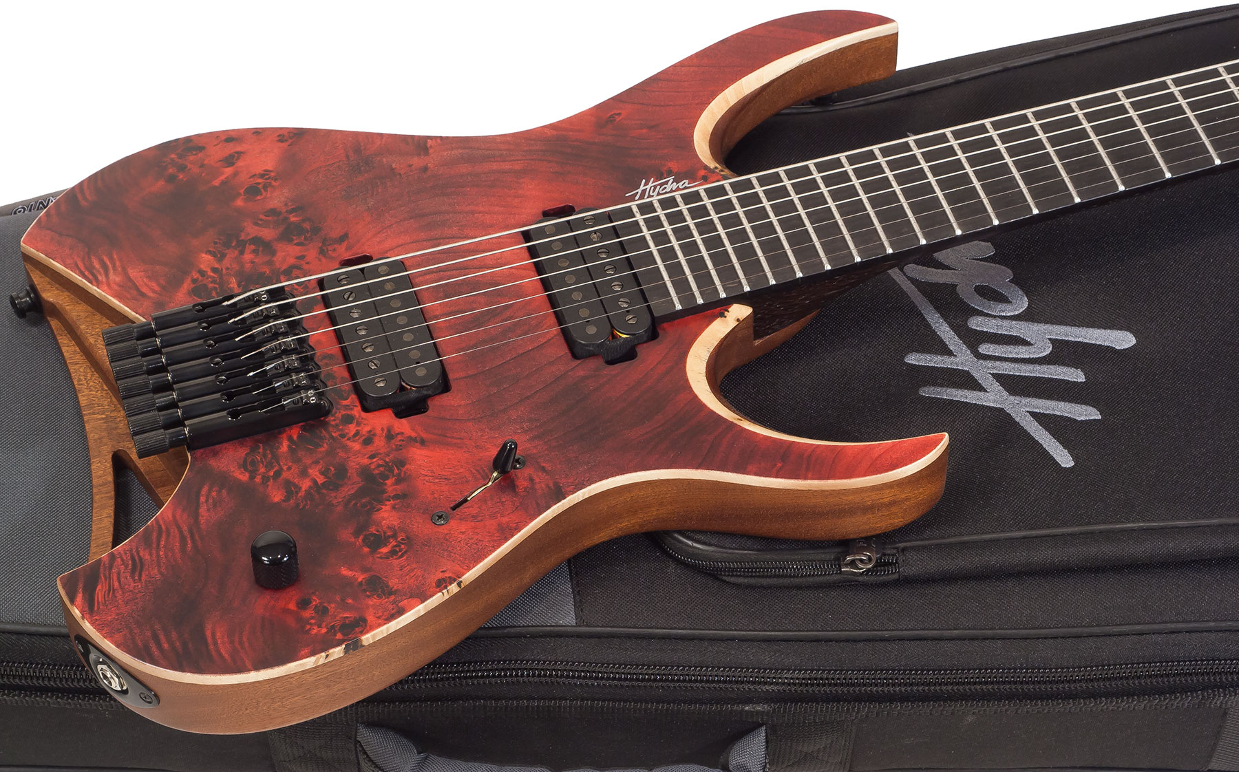 Mayones Guitars Hydra Elite 7 2h Seymour Duncan Ht Eb - Dirty Red Satin - Guitare Électrique 7 Cordes - Variation 1