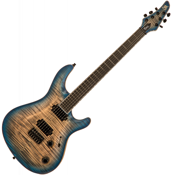 Guitare électrique solid body Mayones guitars Regius Core Classic 6 #RF2204447 - Jean black 2-tone blue sunburst satine