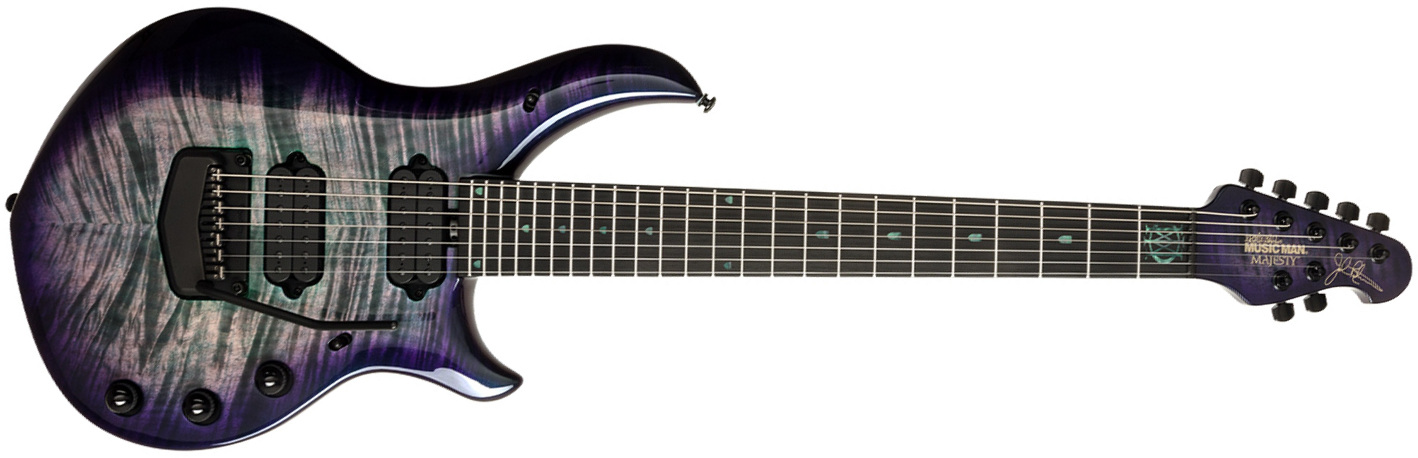 Music Man John Petrucci Majesty Maple Top 7 Signature 2h Dimarzio Piezo Trem Eb - Crystal Amethyst - Guitare Électrique 7 Cordes - Main picture