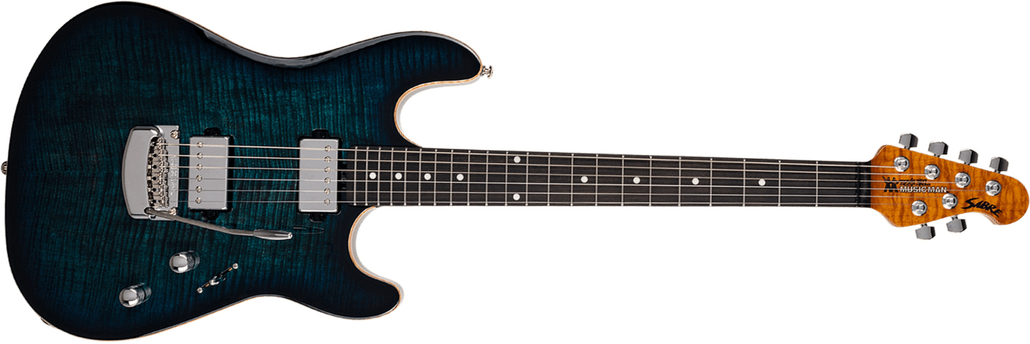 Music Man Sabre Usa 2h Trem Eb - Deep Blue Burst - Guitare Électrique Forme Str - Main picture