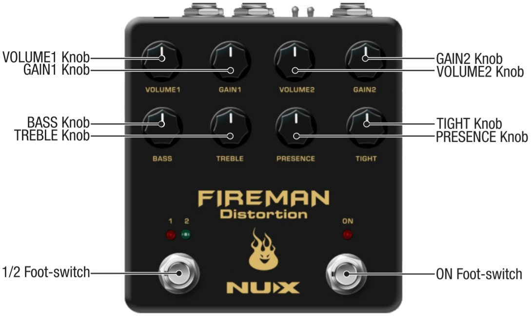 Nux Fireman Dual Channel Distortion Verdugo - PÉdale Overdrive / Distortion / Fuzz - Variation 2