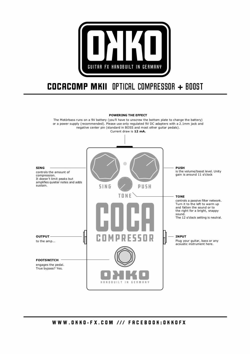 Okko Coca Comp Mkii Optical Compressor - PÉdale Compression / Sustain / Noise Gate - Variation 2
