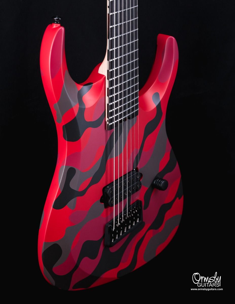 Ormsby Dino Cazares Dc Gtr 7c Signature Baritone H Seymour Duncan Ht Eb - Red Camo - Guitare Électrique 7 Cordes - Variation 2