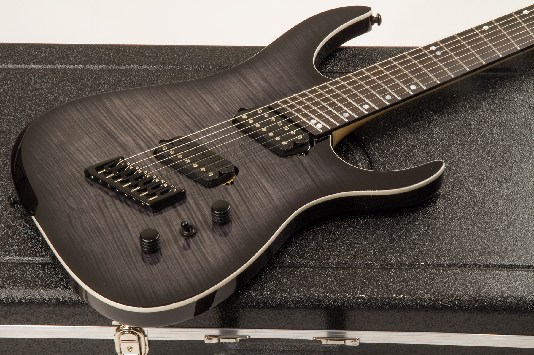 Ormsby Hype Gtr 7 Swamp Ash Flame Maple Hh Ht Eb - Dahlia Black - Guitare Électrique Multi-scale - Variation 1