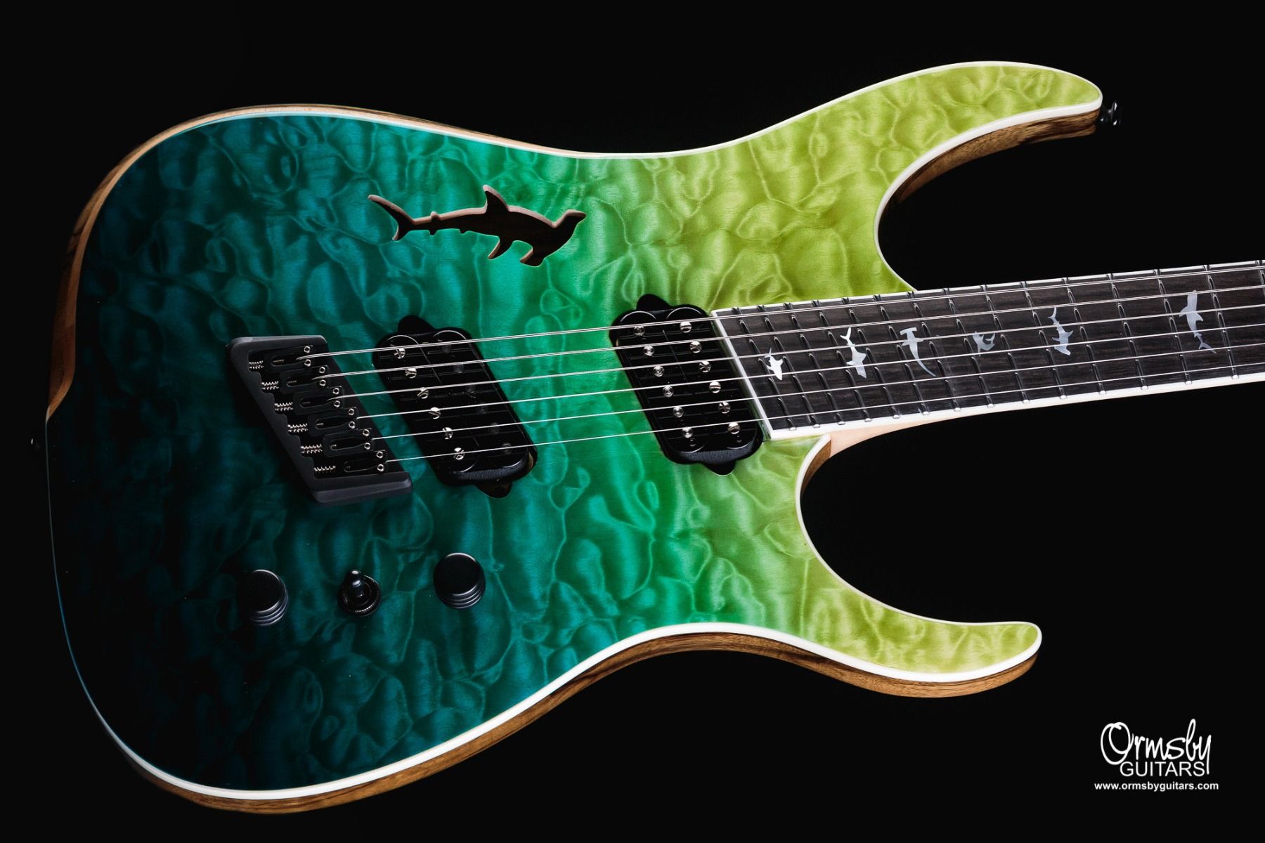 Ormsby Hype Gtr Shark 6c Multiscale 2h Ht Eb - Carribean Blue/green - Guitare Électrique Multi-scale - Variation 2