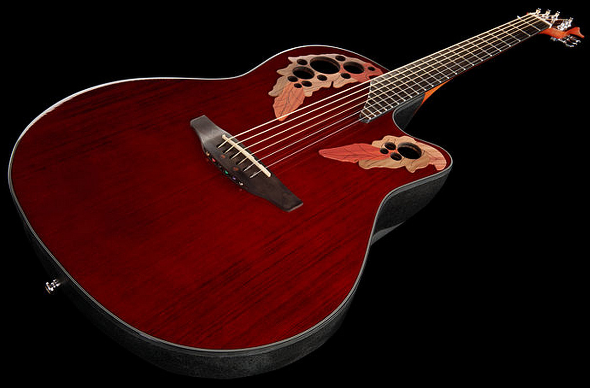 Ovation Ce44-rr Celebrity Elite Mid Depth Cw Epicea Lyrachord Rw - Ruby Red - Guitare Electro Acoustique - Variation 3