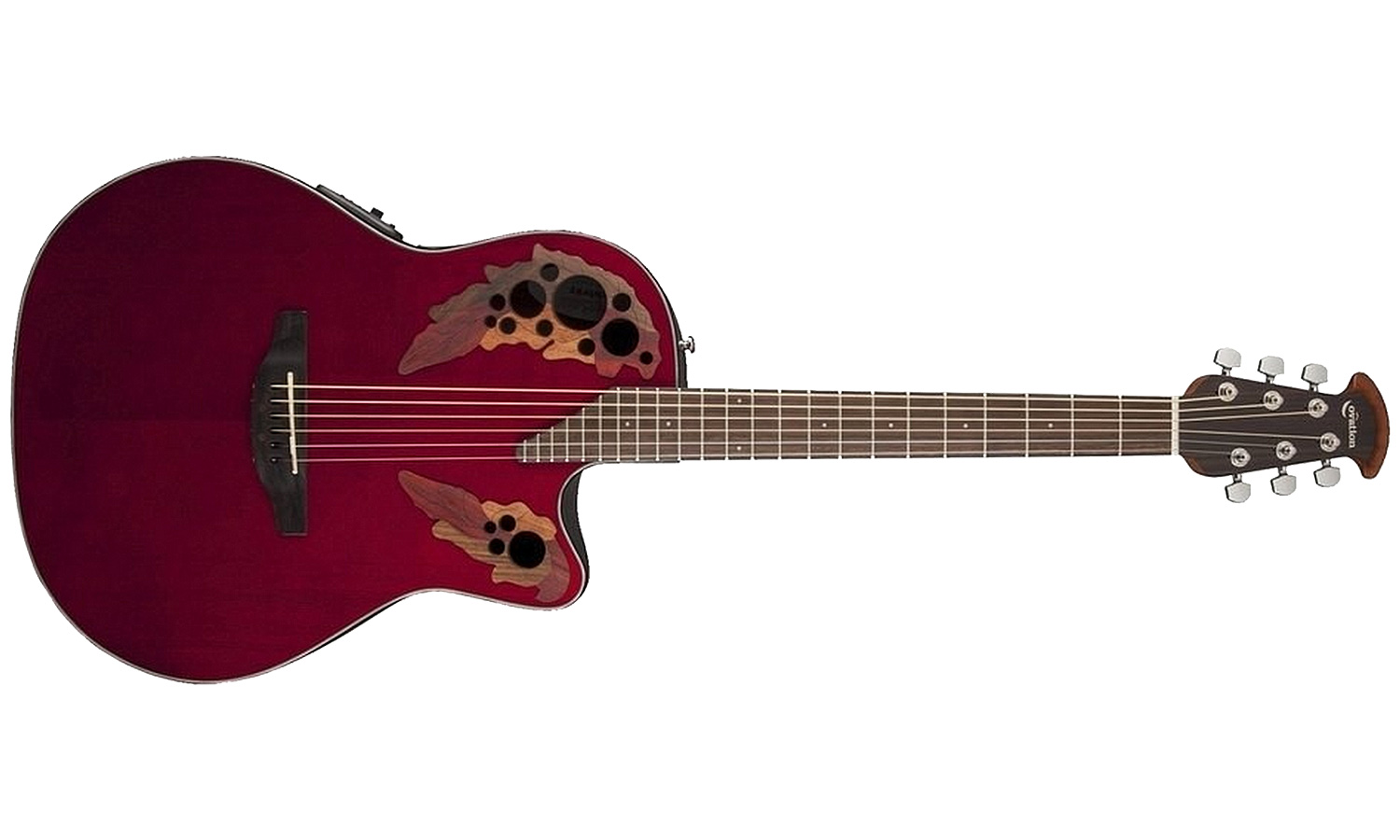 Ovation Ce44-rr Celebrity Elite Mid Depth Cw Epicea Lyrachord Rw - Ruby Red - Guitare Electro Acoustique - Variation 1