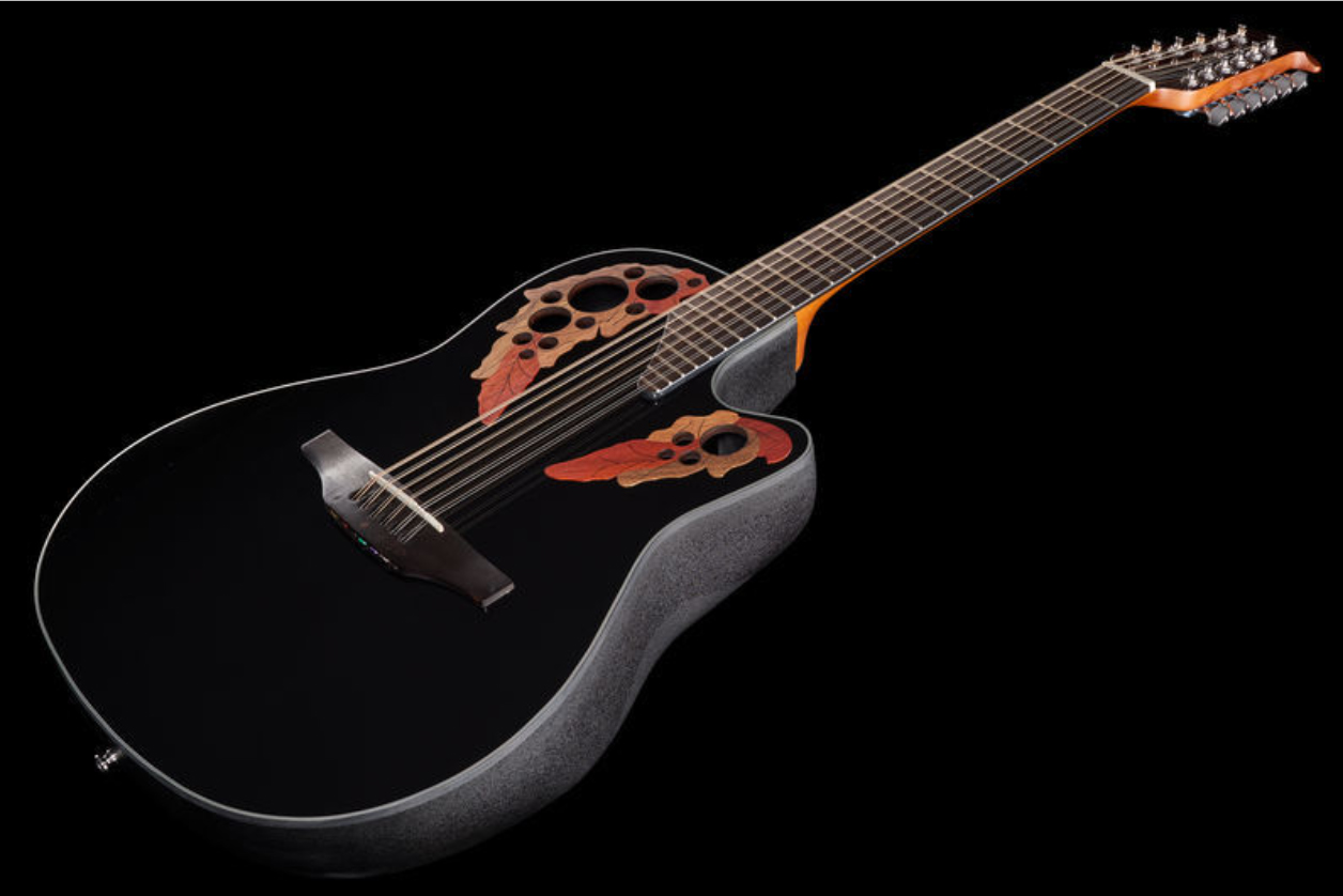 Ovation Ce4412-5 Celebrity Elite 12c Mid Cutaway - Black - Guitare Electro Acoustique - Variation 1