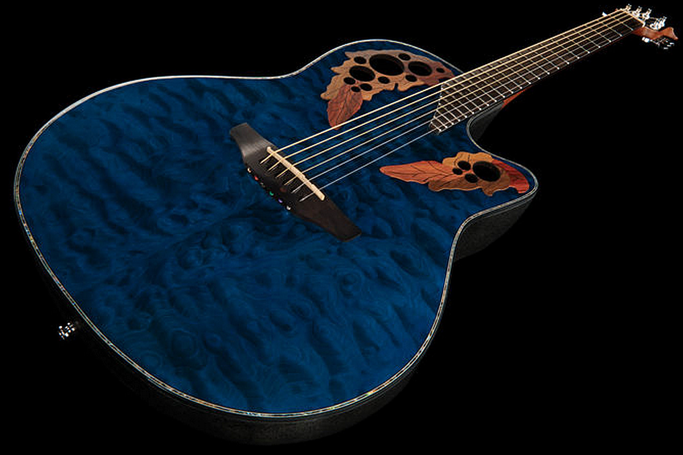 Ovation Ce44p-8tq Celebrity Elite Plus Mid Depth Cw Erable Lyrachord Rw - Trans Blue - Guitare Electro Acoustique - Variation 2