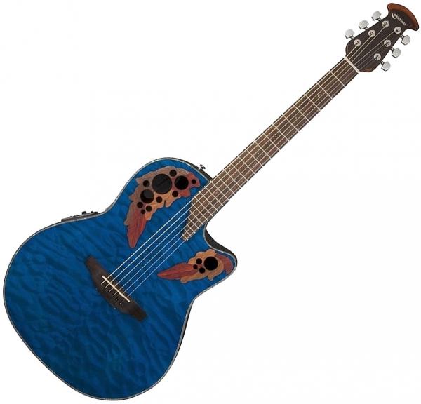 Guitare electro acoustique Ovation CE44P-8TQ-G Celebrity Elite Plus - Trans blue