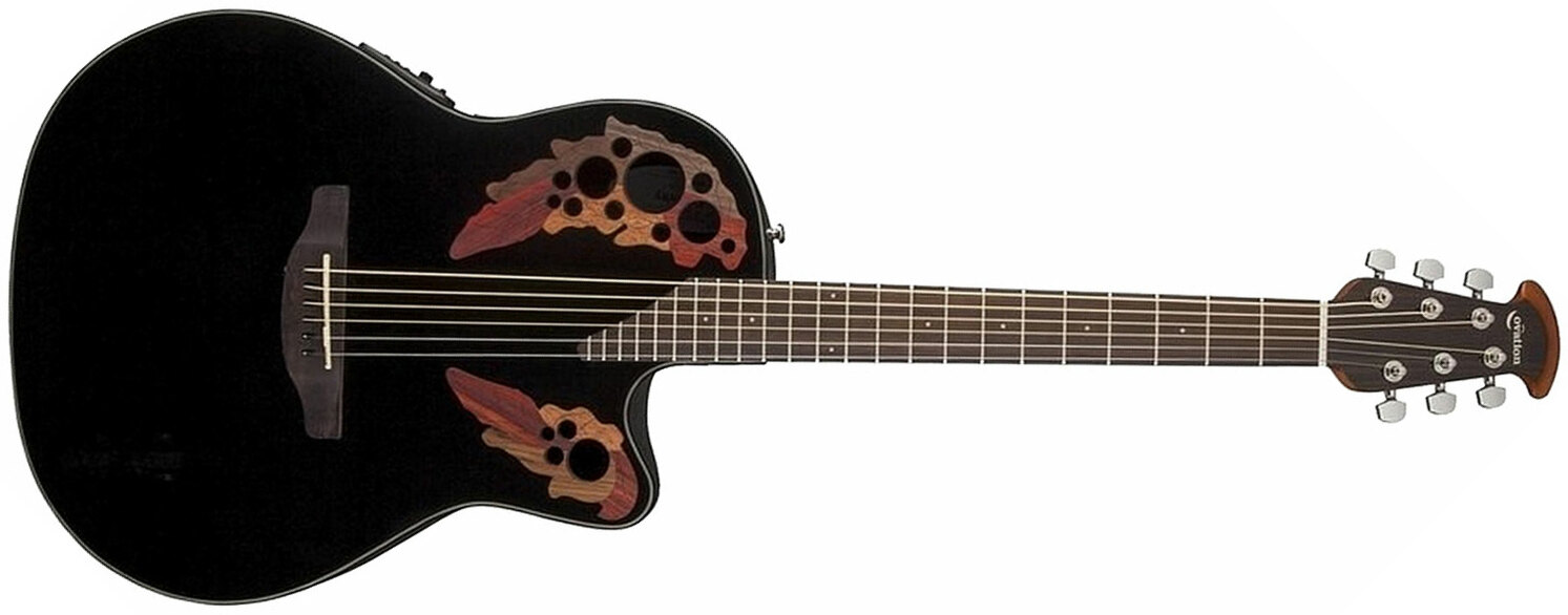 Ovation Ce44-5 Celebrity Elite Mid Cutaway Noir - Black - Guitare Electro Acoustique - Main picture