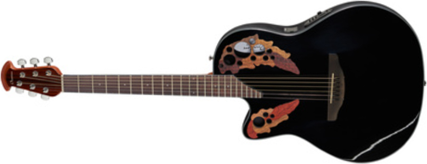 Ovation Ce44l-5 Celebrity Elite Gaucher Mid Depth Cw Epicea Lyrachord Ova - Black - Guitare Electro Acoustique - Main picture