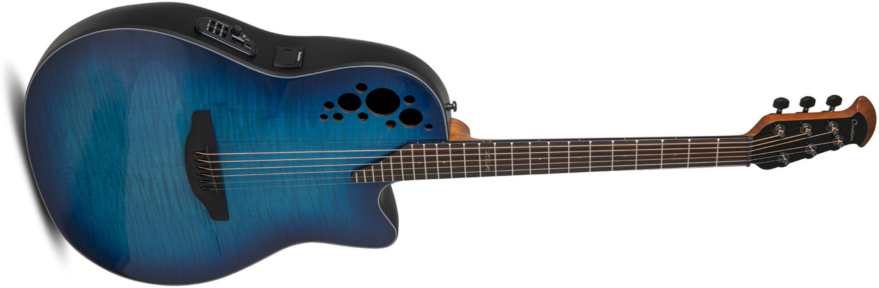 Ovation Ce44p-blfl-g Celebrity Elite Plus Mid Depth Cw Erable Lyrachord Rw - Blue Flamed Maple - Guitare Electro Acoustique - Main picture