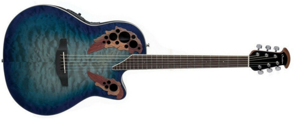 Ovation Celebrity Elite Plus Super Shallow Ce48p-rg - Caribbean Blue - Guitare Electro Acoustique - Main picture