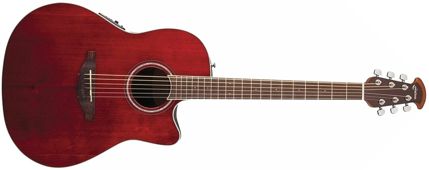 Ovation Cs24-rr Celebrity Standard Mid Depth Cw Epicea Lyrachord Rw - Ruby Red - Guitare Electro Acoustique - Main picture