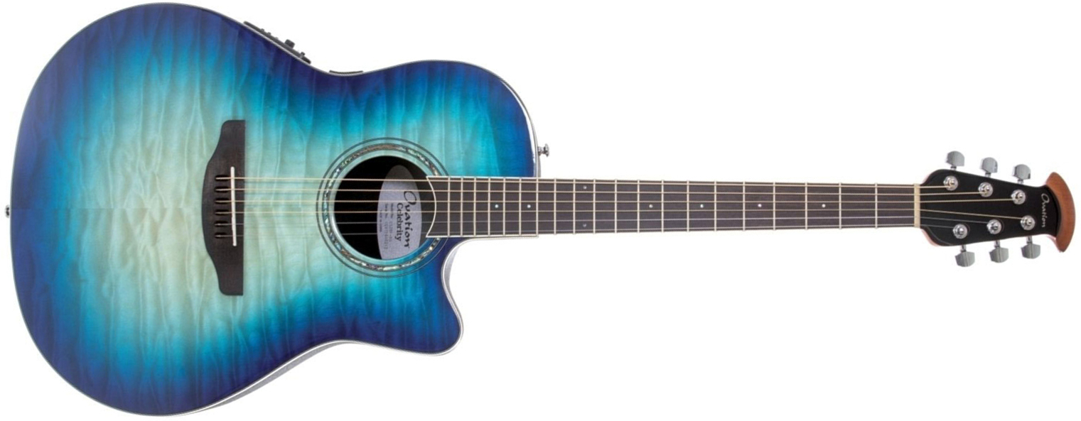 Ovation Cs28p-rg Celebrity Tradition Super Shallow Depth Cw Erable Lyrachord Ova - Caribbean Blue - Guitare Electro Acoustique - Main picture