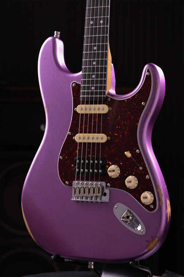Patina Guitars Ps7 Pp R Hss Trem Rw - Purple Relic - Guitare Électrique Forme Str - Variation 2