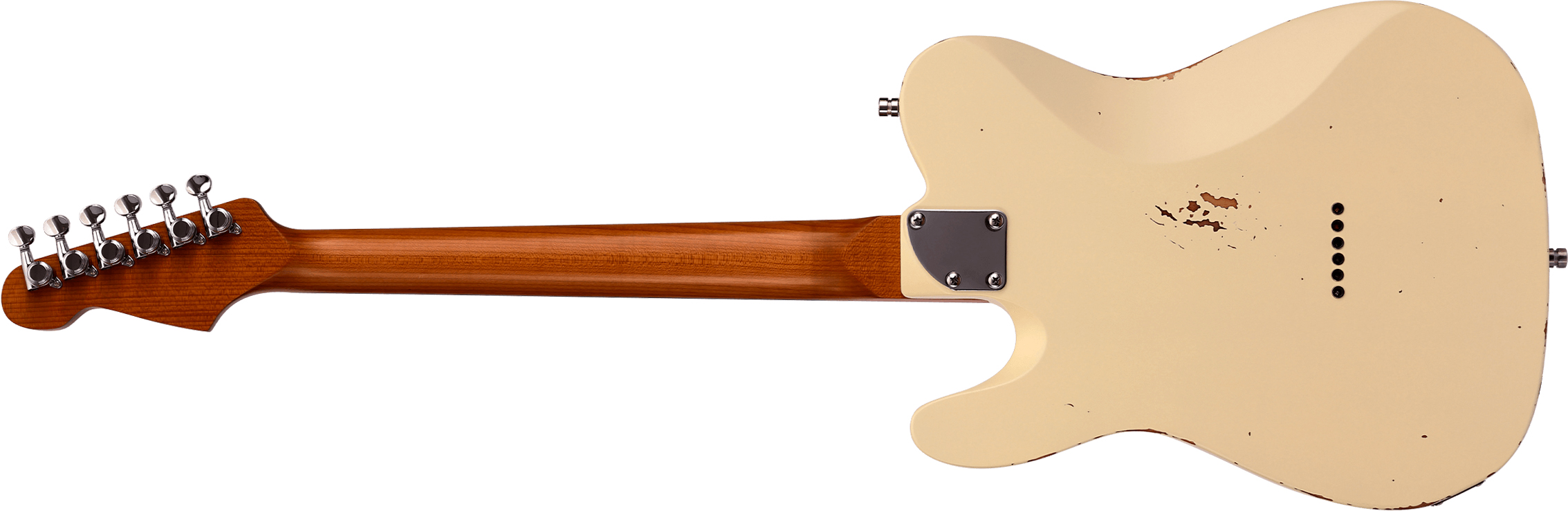 Patina Guitars Pt6 Ow R 2s Ht Rw - Olympic White Relic - Guitare Électrique Forme Tel - Variation 1