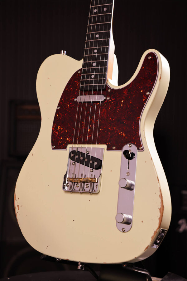 Patina Guitars Pt6 Ow R 2s Ht Rw - Olympic White Relic - Guitare Électrique Forme Tel - Variation 2