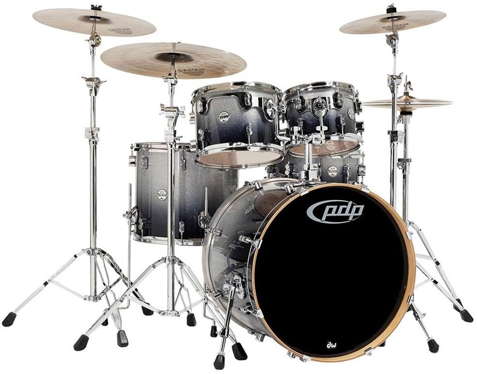 Batterie acoustique stage Pdp Concept Maple Stage 22 - 5 fûts - Black sparkle fade