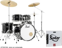 Batterie acoustique standard Pearl Roadshow Fusion 20 + B50 + Pack Solar Sabian Jet Black - 4 fûts - Jet black