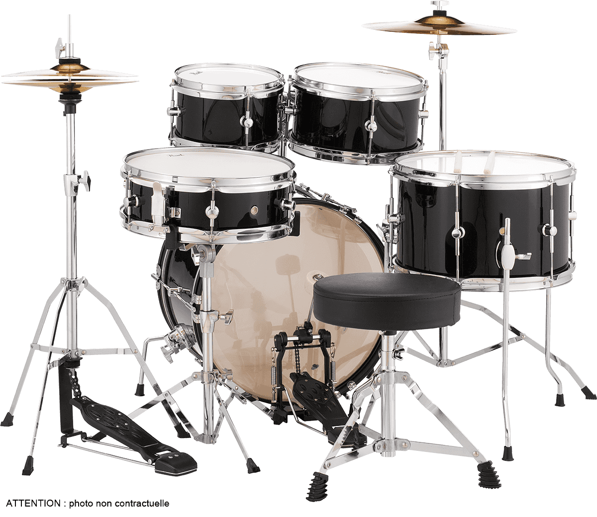 Pearl Kit Junior 16 - Jet Black - Batterie Acoustique Fusion - Variation 1