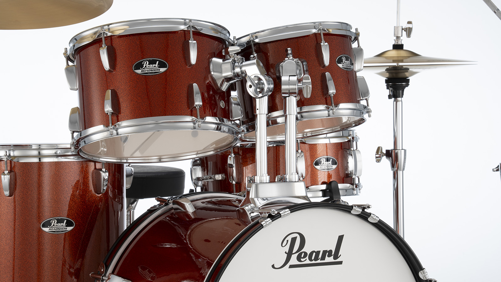 Pearl Roadshow Plus Rock 22'' + Pack Sabian Solar 3 Cymbales - 5 FÛts - Burnt Orange Sparkle - Batterie Acoustique Rock - Variation 2