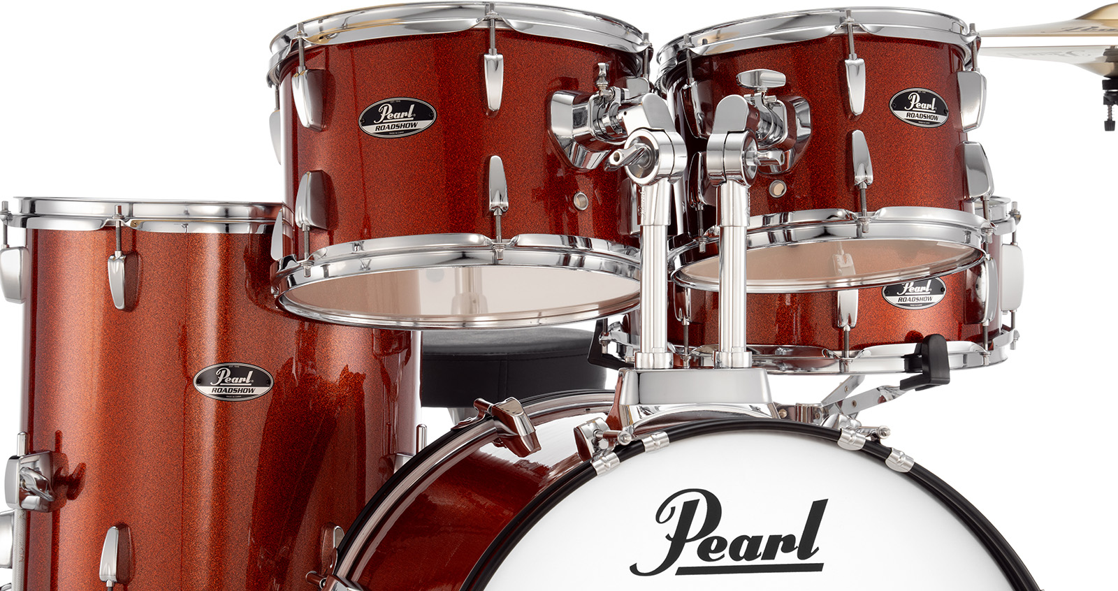 Pearl Roadshow Plus Rock 22'' + Pack Sabian Solar 3 Cymbales - 5 FÛts - Burnt Orange Sparkle - Batterie Acoustique Rock - Variation 6