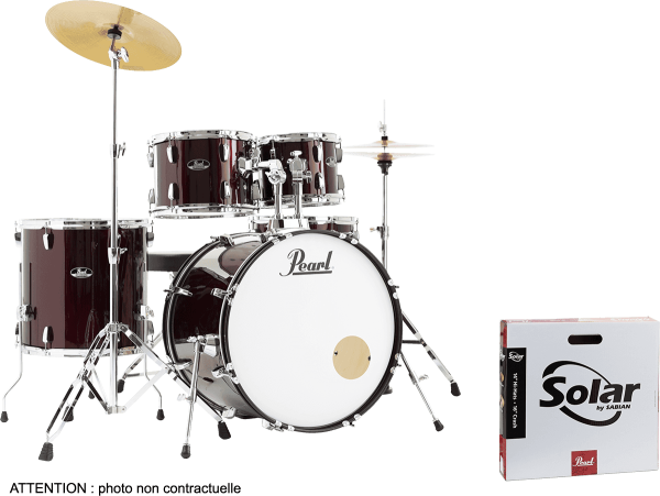 Pearl Roadshow Rock 22 Pack Sabian Solar red wine Rock drum kit