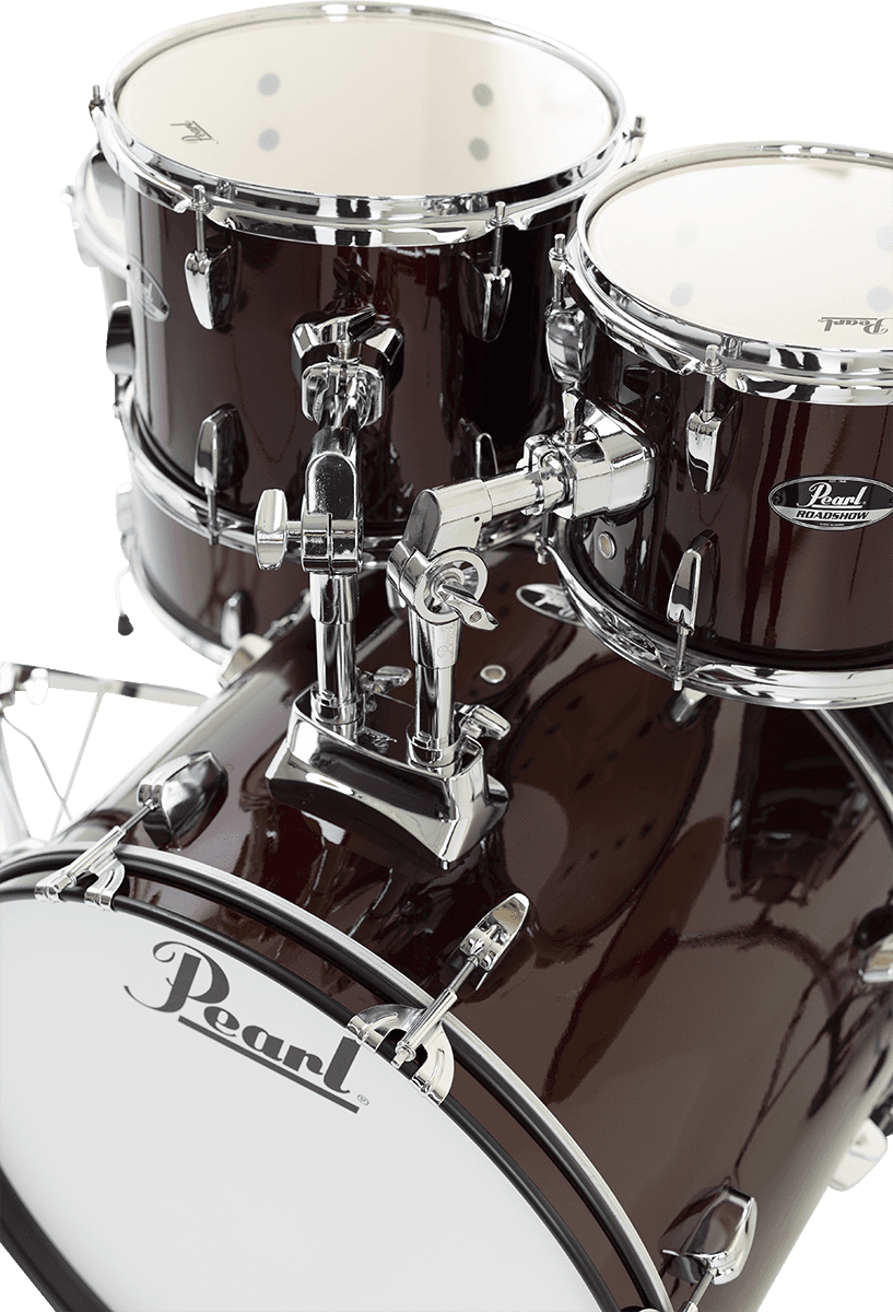 Pearl Rock 22 5 Futs + Pack Sabian Solar - Red Wine - Batterie Acoustique Rock - Variation 3
