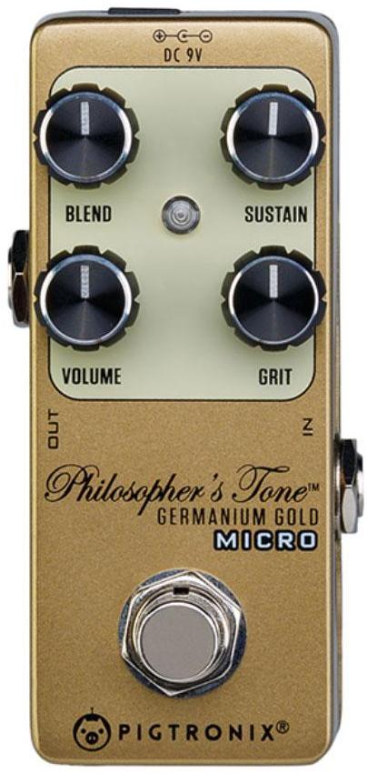Pédale compression / sustain / noise gate Pigtronix Philosopher's Tone Germanium Gold Micro