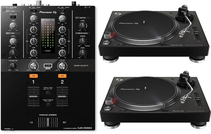 Set dj complet Pioneer dj 2 x PLX-500-K + DJM-250MK2