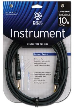 Câble Planet waves GS10 Custom Gold Stereo Jack/Jack - 3m