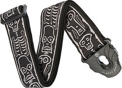 Sangle courroie Planet waves Joe Satriani Woven Planet Lock Guitar Strap Skull N Bones