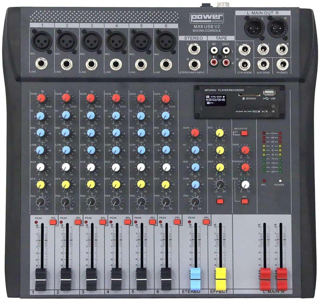 Table de mixage analogique Power acoustics MX8 USB V2