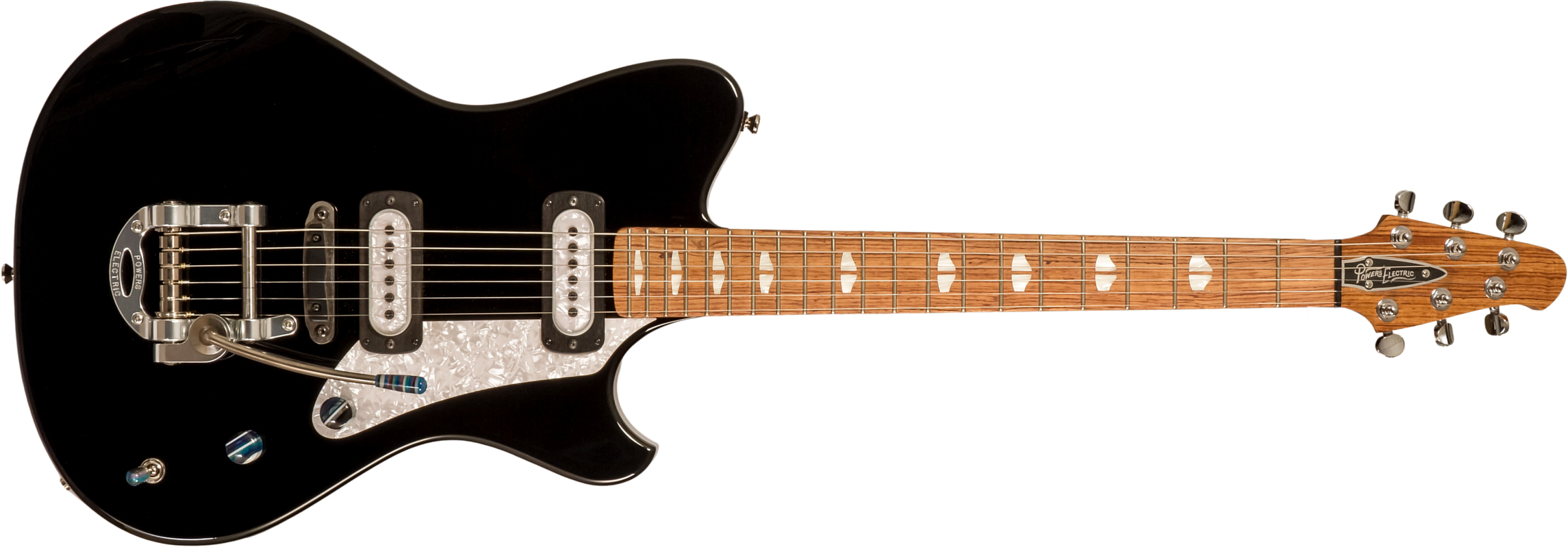 Powers Electric A-type Pf42 Vibrato 2s Trem Rw #a697 - Jet Black - Guitare Électrique RÉtro Rock - Main picture