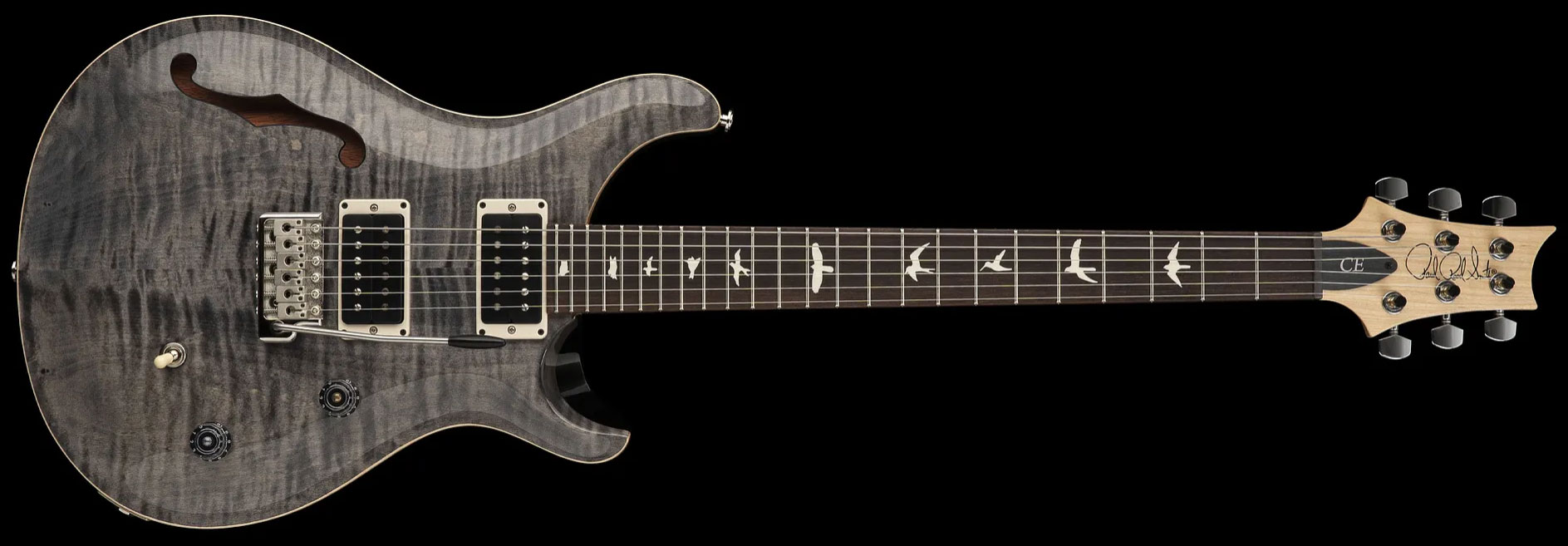 Prs Ce 24 Semi-hollow Bolt-on Usa Hh Trem Rw - Faded Gray Black - Guitare Électrique 1/2 Caisse - Variation 1