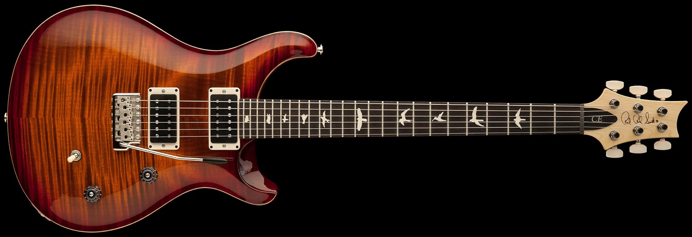 Prs Ce24 Bolt-on Usa 2h 85/15 Trem Rw - Dark Cherry Sunburst - Guitare Électrique Double Cut - Variation 2
